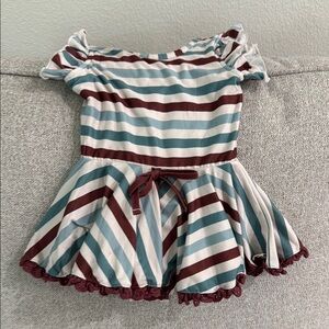 Striped Off-Shoulder Dress with Bow